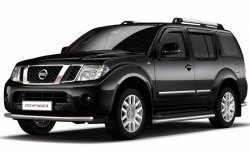 Одинарная защита переднего бампера диаметром 63 мм Petroil Tuning Nissan Pathfinder  R51 (2004-2007) дорестайлинг