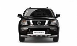 Защита переднего бампера из труб диаметром по 63 мм с зубьями Petroil Tuning Nissan Pathfinder  R51 (2004-2007) дорестайлинг