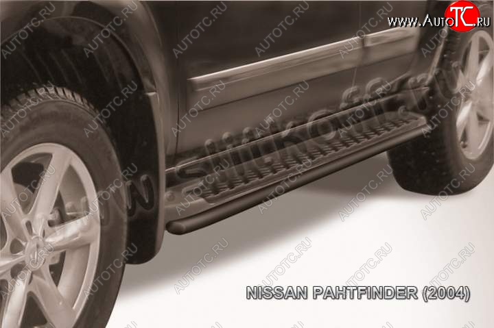 7 649 р. Защита штатного порога d42 Slitkoff  Nissan Pathfinder  R51 (2004-2007) дорестайлинг (Цвет: серебристый)  с доставкой в г. Кемерово