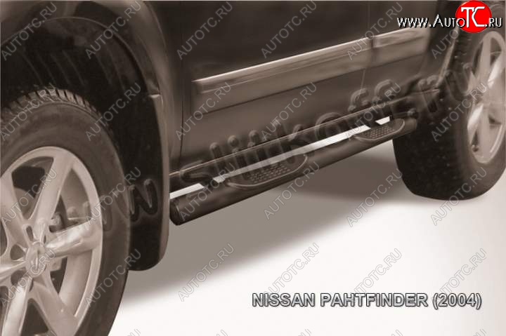 12 399 р. Защита порогов Slitkoff Nissan Pathfinder R51 дорестайлинг (2004-2007) (Цвет: серебристый)  с доставкой в г. Кемерово