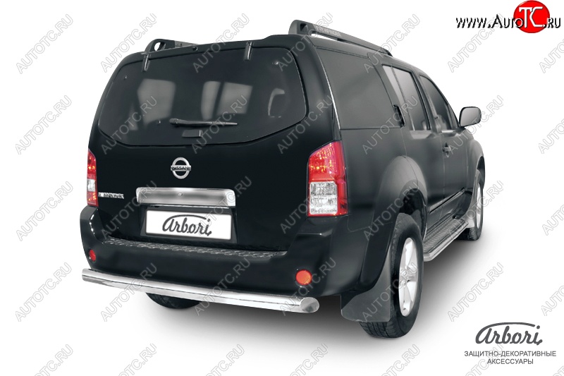 13 319 р. Защита заднего бампера Arbori (нержавейка, 1 труба d76 mm). Nissan Pathfinder R51 дорестайлинг (2004-2007)  с доставкой в г. Кемерово