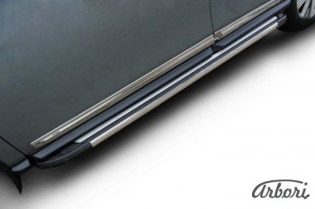 12 509 р. Порожки для ног Arbori Luxe Black  Nissan Pathfinder  R52 (2012-2017) дорестайлинг  с доставкой в г. Кемерово. Увеличить фотографию 2