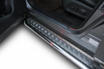 14 579 р. Защита штатных порогов с листом Arbori (нержавейка, алюминий, d57) Nissan Pathfinder R52 дорестайлинг (2012-2017)  с доставкой в г. Кемерово. Увеличить фотографию 2