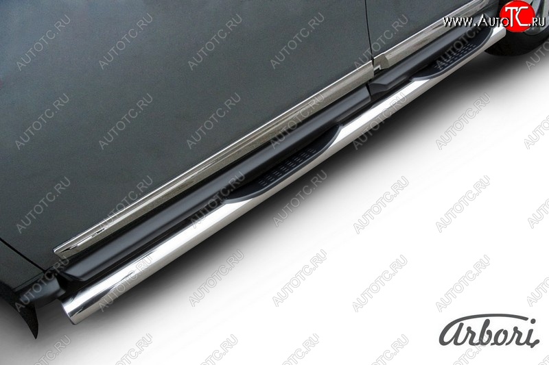 14 579 р. Защита штатных порогов Arbori (с проступью, нержавейка, d76 mm). Nissan Pathfinder R52 дорестайлинг (2012-2017)  с доставкой в г. Кемерово
