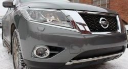 1 469 р. Нижняя сетка на бампер Russtal (черная)  Nissan Pathfinder  R52 (2012-2017) дорестайлинг  с доставкой в г. Кемерово. Увеличить фотографию 2