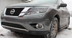 1 469 р. Нижняя сетка на бампер Russtal (черная)  Nissan Pathfinder  R52 (2012-2017) дорестайлинг  с доставкой в г. Кемерово. Увеличить фотографию 1