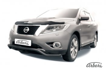 Защита переднего бампера Arbori (волна, черная, 1 труба d57 mm). Nissan Pathfinder R52 дорестайлинг (2012-2017)