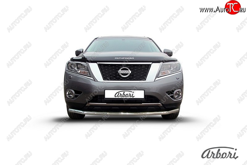 16 559 р. Защита переднего бампера Arbori (нержавейка, 1 труба d57 mm).  Nissan Pathfinder  R52 (2012-2017) дорестайлинг  с доставкой в г. Кемерово