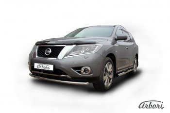 16 559 р. Защита переднего бампера Arbori (нержавейка, 1 труба d57 mm)  Nissan Pathfinder  R52 (2012-2017) дорестайлинг  с доставкой в г. Кемерово. Увеличить фотографию 2