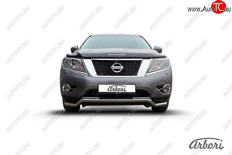 20 249 р. Защита переднего бампера Arbori (волна, нержавейка, 1 труба d57 mm).  Nissan Pathfinder  R52 (2012-2017) дорестайлинг  с доставкой в г. Кемерово