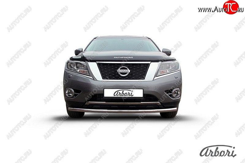 16 559 р. Защита переднего бампера Arbori (нержавейка, 1 труба d57 mm)  Nissan Pathfinder  R52 (2012-2017) дорестайлинг  с доставкой в г. Кемерово