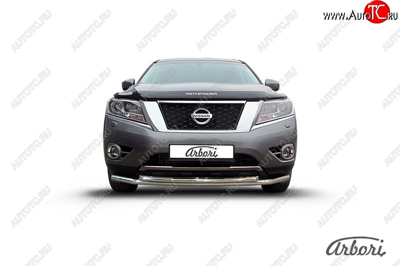 18 449 р. Защита переднего бампера Arbori (нержавейка, 2 трубы d57 и 57 mm)  Nissan Pathfinder  R52 (2012-2017) дорестайлинг  с доставкой в г. Кемерово