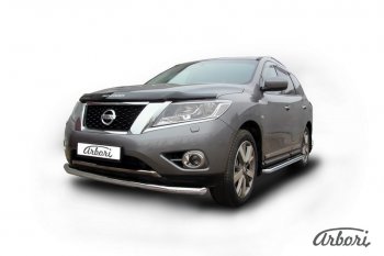 14 363 р. Защита переднего бампера Arbori (нержавейка, 1 труба d76 mm). Nissan Pathfinder R52 дорестайлинг (2012-2017)  с доставкой в г. Кемерово. Увеличить фотографию 2