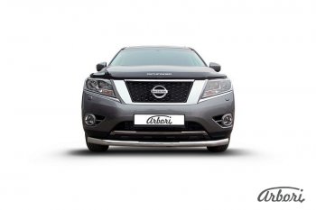 Защита переднего бампера Arbori (нержавейка, 1 труба d76 mm). Nissan Pathfinder R52 дорестайлинг (2012-2017)