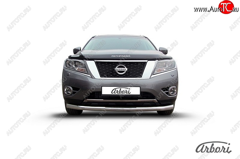 14 363 р. Защита переднего бампера Arbori (нержавейка, 1 труба d76 mm). Nissan Pathfinder R52 дорестайлинг (2012-2017)  с доставкой в г. Кемерово