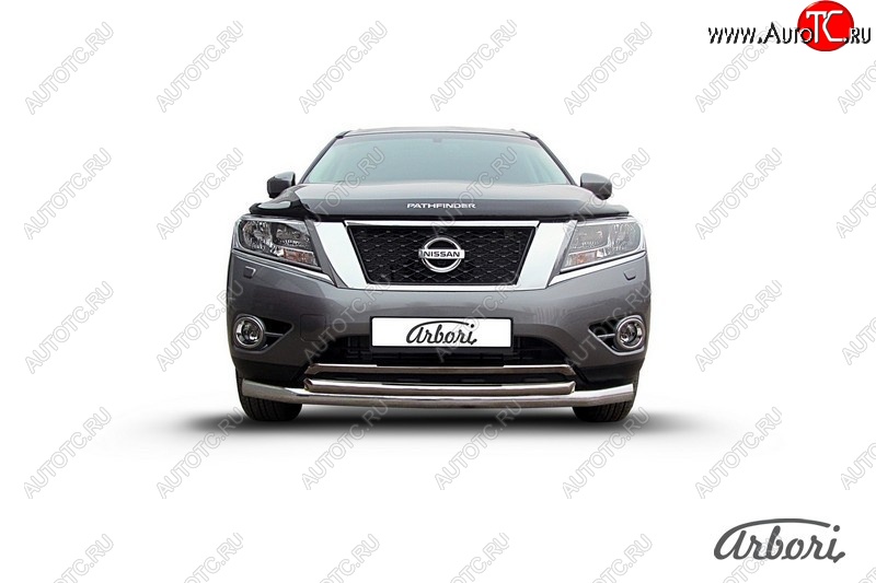 17 009 р. Защита переднего бампера Arbori (нержавейка, 2 трубы d76 и 57 mm)  Nissan Pathfinder  R52 (2012-2017) дорестайлинг  с доставкой в г. Кемерово