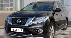 14 499 р. Защита переднего бампера (2 трубыØ63 и 42 мм, нержавейка) SLITKOFF  Nissan Pathfinder  R52 (2012-2017) дорестайлинг  с доставкой в г. Кемерово. Увеличить фотографию 2