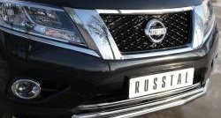 14 499 р. Защита переднего бампера (2 трубыØ63 и 42 мм, нержавейка) SLITKOFF  Nissan Pathfinder  R52 (2012-2017) дорестайлинг  с доставкой в г. Кемерово. Увеличить фотографию 3