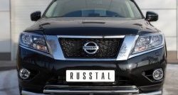 14 499 р. Защита переднего бампера (2 трубыØ63 и 42 мм, нержавейка) SLITKOFF  Nissan Pathfinder  R52 (2012-2017) дорестайлинг  с доставкой в г. Кемерово. Увеличить фотографию 1