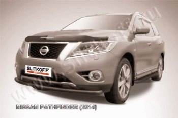 8 999 р. Защита переднего бампер Slitkoff  Nissan Pathfinder  R52 (2012-2017) дорестайлинг (Цвет: серебристый)  с доставкой в г. Кемерово. Увеличить фотографию 1