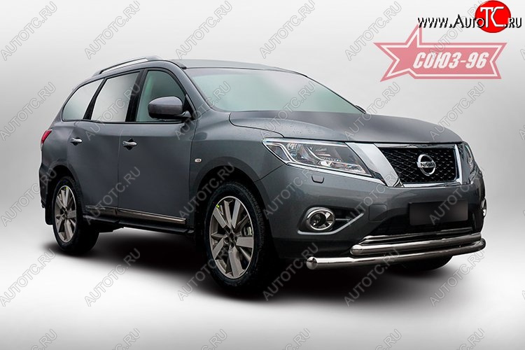 21 194 р. Защита переднего бампера двойная Souz-96 (d76/60)  Nissan Pathfinder  R52 (2012-2017) дорестайлинг  с доставкой в г. Кемерово