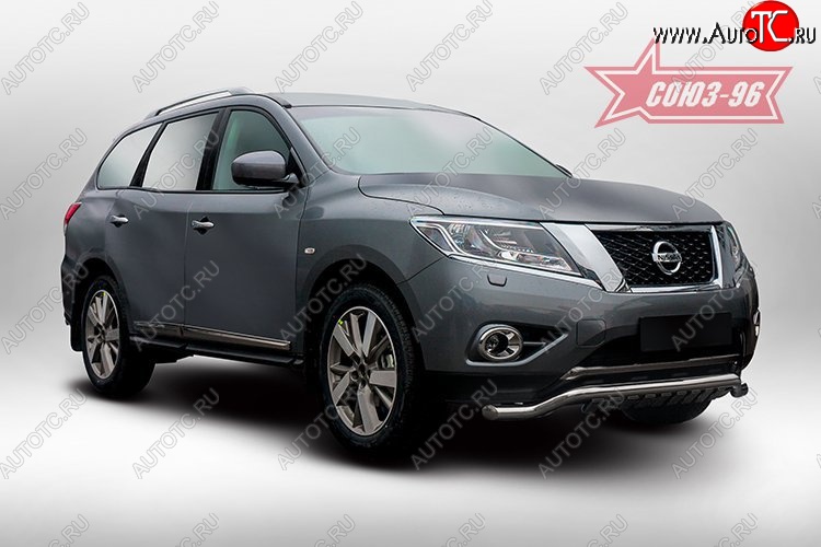 20 924 р. Защита переднего бампера с декоративными элементами (d60) Premium Souz-96  Nissan Pathfinder  R52 (2012-2017) дорестайлинг  с доставкой в г. Кемерово