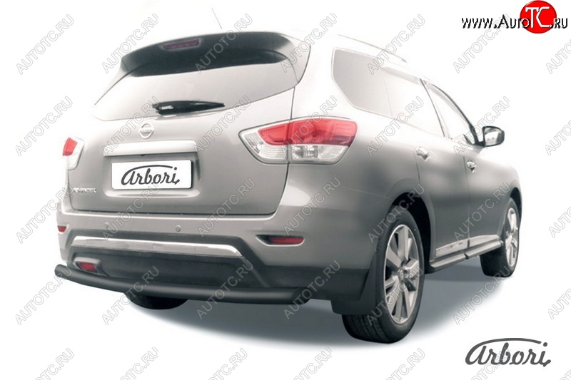 7 559 р. Защита заднего бампера Arbori (черная, 1 труба d76 mm). Nissan Pathfinder R52 дорестайлинг (2012-2017)  с доставкой в г. Кемерово
