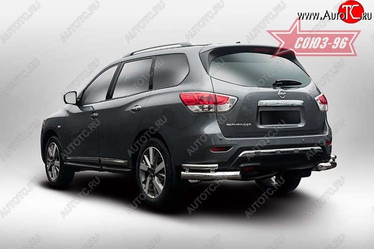 17 504 р. Защита заднего бампера из двойных боковых уголков Souz-96 (d76/42)  Nissan Pathfinder  R52 (2012-2017) дорестайлинг  с доставкой в г. Кемерово