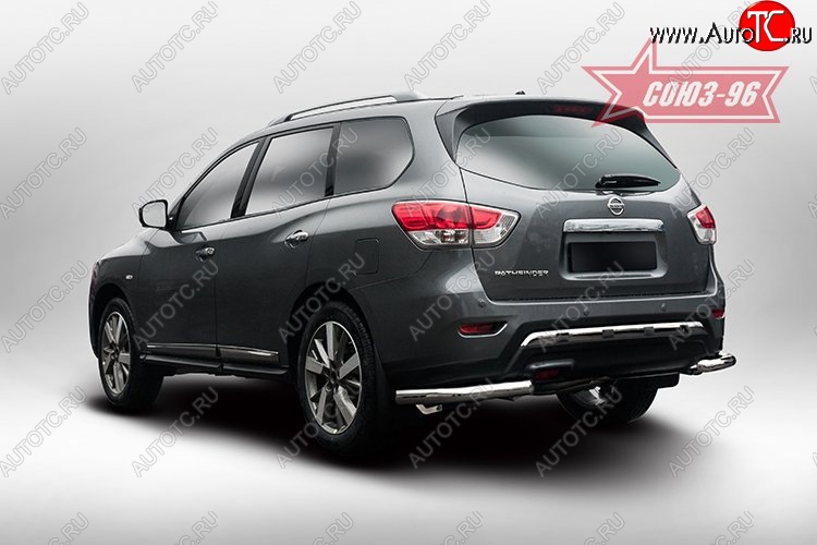 11 789 р. Угловая защита заднего бампера с диаметром трубы 60 мм Souz-96  Nissan Pathfinder  R52 (2012-2017) дорестайлинг  с доставкой в г. Кемерово