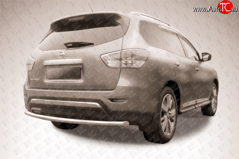 12 999 р. Защита заднего бампера из трубы диаметром 57 мм Slitkoff  Nissan Pathfinder  R52 (2012-2017) дорестайлинг (Нержавейка, Полированная)  с доставкой в г. Кемерово