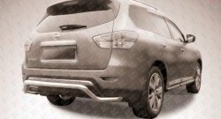 Защита заднего бампера из фигурной трубы диаметром 57 мм Slitkoff Nissan Pathfinder  R52 (2012-2017) дорестайлинг