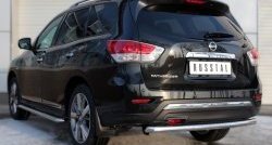 12 649 р. Защита заднего бампера (Ø63 мм, нержавейка) SLITKOFF  Nissan Pathfinder  R52 (2012-2017) дорестайлинг  с доставкой в г. Кемерово. Увеличить фотографию 4