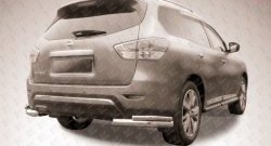 Защита заднего бампера из двойных боковых уголков с диаметром труб 76 и 42 мм Slitkoff Nissan Pathfinder  R52 (2012-2017) дорестайлинг