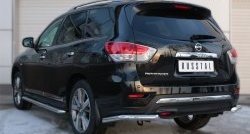 16 349 р. Защита заднего бампера (Ø63 мм уголки, нержавейка) SLITKOFF  Nissan Pathfinder  R52 (2012-2017) дорестайлинг  с доставкой в г. Кемерово. Увеличить фотографию 4
