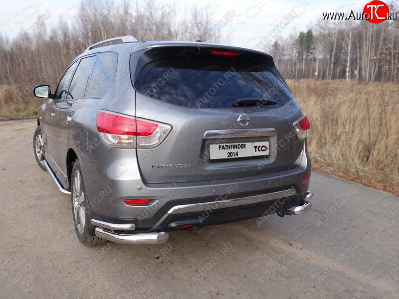 26 499 р. Защита заднего бампера (уголки двойные) ТСС 76,1/42,4 мм  Nissan Pathfinder  R52 (2012-2017) дорестайлинг  с доставкой в г. Кемерово