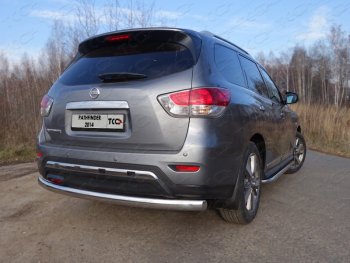 Защита заднего бампера (овальная) ТСС (нержавейка d 75х42 мм) Nissan Pathfinder  R52 (2012-2017) дорестайлинг