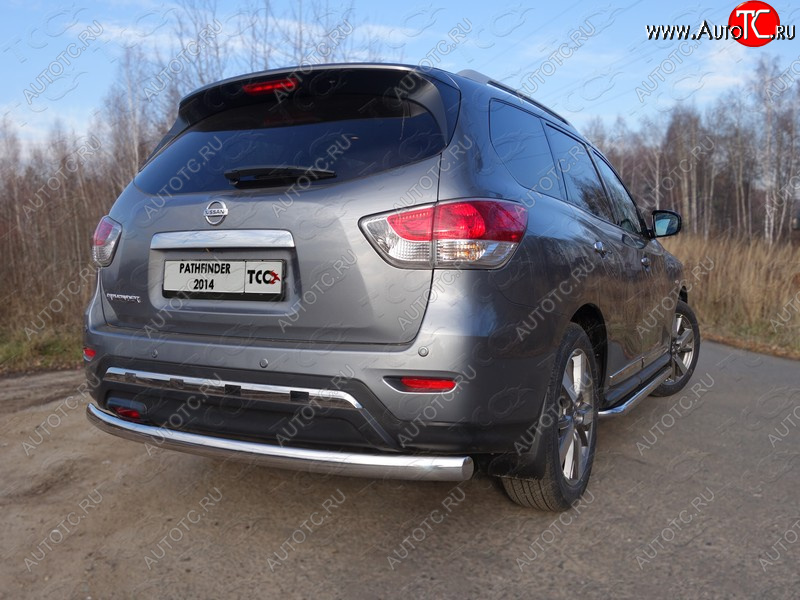 23 899 р. Защита заднего бампера (овальная) ТСС (нержавейка d 75х42 мм)  Nissan Pathfinder  R52 (2012-2017) дорестайлинг  с доставкой в г. Кемерово