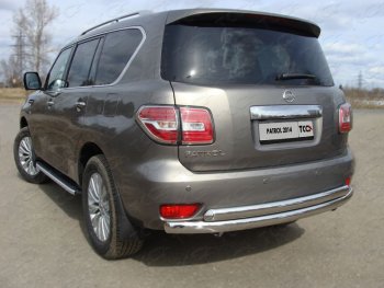 Защита заднего бампера (двойная) ТСС (нержавейка d75/75 мм) Nissan Patrol  6 (2014-2017) Y62 рестайлинг