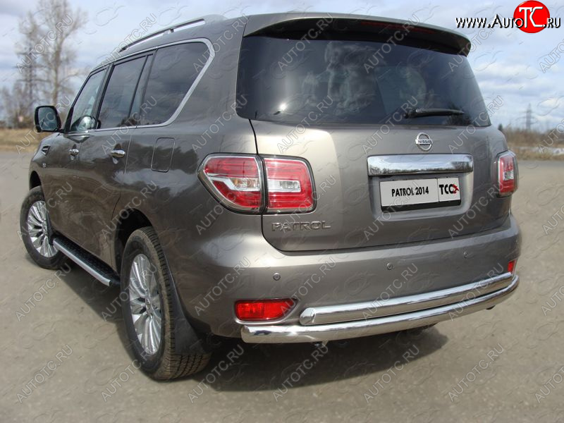 50 999 р. Защита заднего бампера (двойная) ТСС (нержавейка d75/75 мм)  Nissan Patrol  6 (2014-2017) Y62 рестайлинг  с доставкой в г. Кемерово