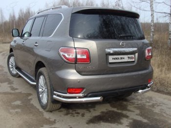 Защита заднего бампера (уголки двойные) ТСС 76,1/42,4 мм Nissan Patrol  6 (2014-2017) Y62 рестайлинг