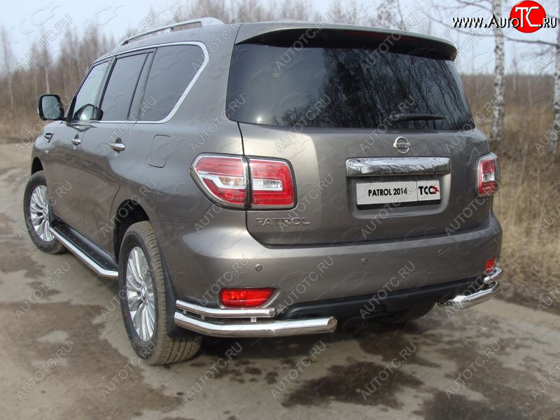 26 499 р. Защита заднего бампера (уголки двойные) ТСС 76,1/42,4 мм  Nissan Patrol  6 (2014-2017) Y62 рестайлинг  с доставкой в г. Кемерово