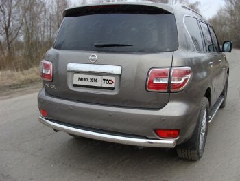 Защита заднего бампера (овальная) ТСС (нержавейка d75х42 мм) Nissan Patrol  6 (2014-2017) Y62 рестайлинг