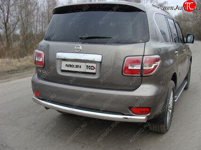 26 999 р. Защита заднего бампера (овальная) ТСС (нержавейка d75х42 мм)  Nissan Patrol  6 (2014-2017) Y62 рестайлинг  с доставкой в г. Кемерово