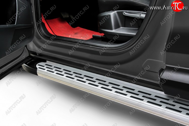 17 399 р. Пороги алюминиевые Slitkoff  Nissan Pathfinder  R52 (2012-2017) дорестайлинг (Premium Silver)  с доставкой в г. Кемерово