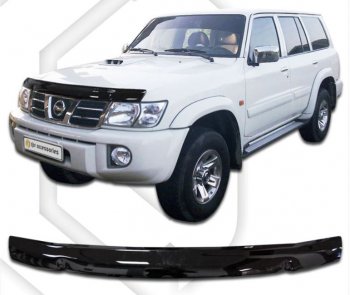 1 999 р. Дефлектор капота CA-Plastiс  Nissan Patrol  5 (1997-2004) Y61 дорестайлинг, Y61 1-ый рестайлинг (серия Classic черный, Без надписи)  с доставкой в г. Кемерово. Увеличить фотографию 1