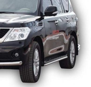 Защита порогов ТехноСфера (Техно Сфера) (Сталь с покрытием, d40 mm) Nissan Patrol  6 (2010-2014) Y62 дорестайлинг