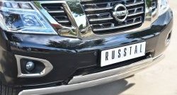 17 999 р. Защита переднего бампера (2 трубыØ75х42 мм, нержавейка) Russtal Nissan Patrol 6 Y62 дорестайлинг (2010-2014)  с доставкой в г. Кемерово. Увеличить фотографию 2
