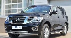 17 999 р. Защита переднего бампера (2 трубыØ75х42 мм, нержавейка) Russtal Nissan Patrol 6 Y62 дорестайлинг (2010-2014)  с доставкой в г. Кемерово. Увеличить фотографию 4