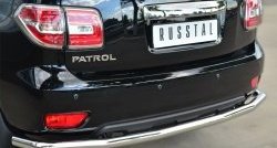 15 249 р. Одинарная защита заднего бампера из трубы диаметром 63 мм (рестайлинг) SLITKOFF  Nissan Patrol  6 (2010-2014) Y62 дорестайлинг  с доставкой в г. Кемерово. Увеличить фотографию 2