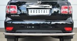 Одинарная защита заднего бампера из трубы диаметром 63 мм (рестайлинг) SLITKOFF Nissan Patrol  6 (2010-2014) Y62 дорестайлинг